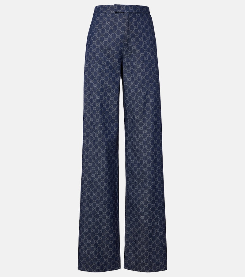 Gucci GG jacquard wide-leg jeans
