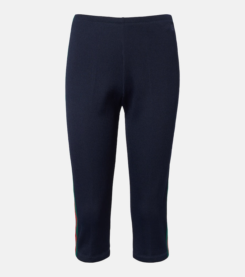 Gucci Web Stripe ribbed-knit jersey capri pants