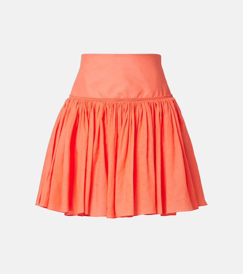 Alaia Gathered cotton and linen miniskirt