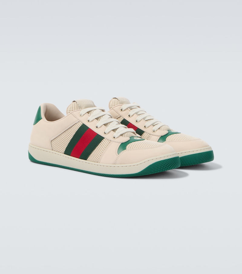 Gucci Screener leather-trimmed sneakers