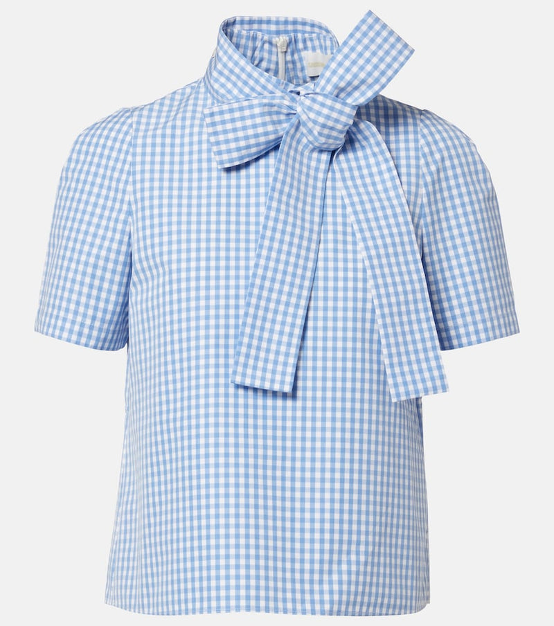 Shushu/Tong Bow-detail gingham cotton top