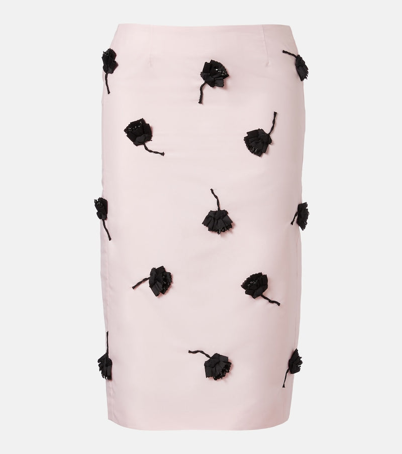 Shushu/Tong Floral-applique pencil skirt