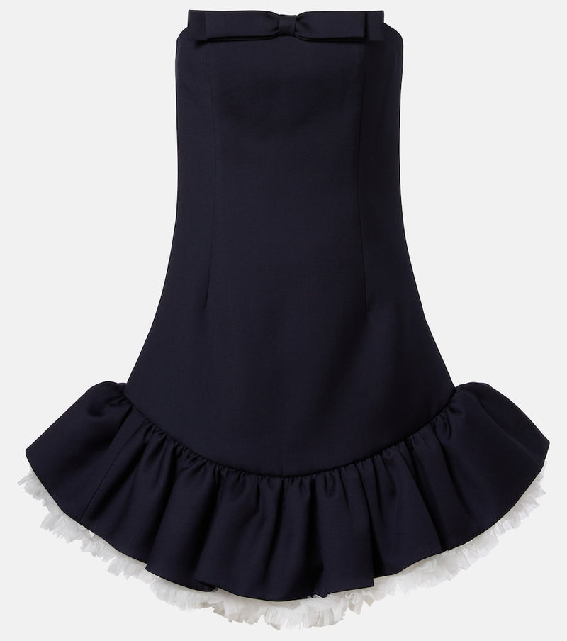 Shushu/Tong Bow-detail ruffled wool minidress