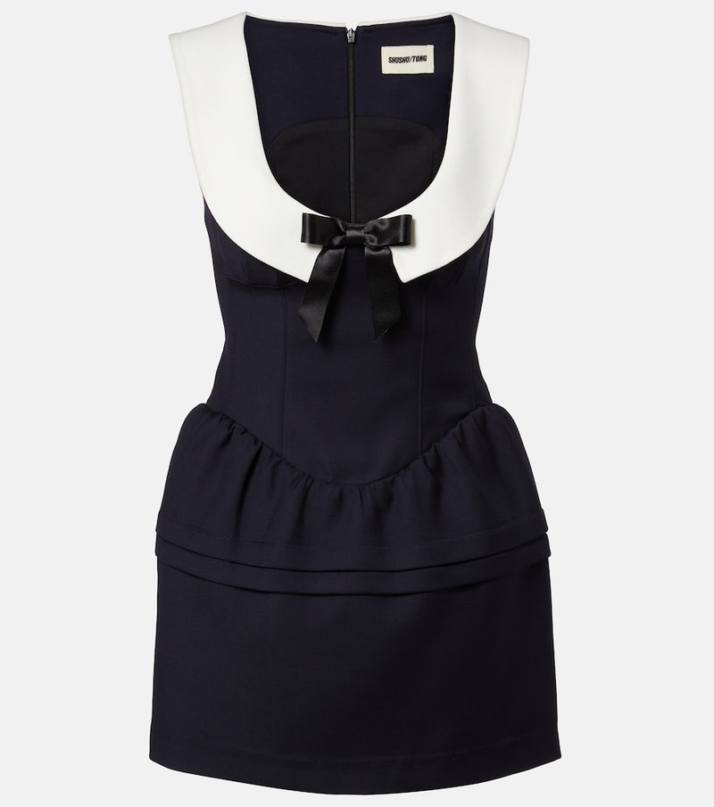Shushu/Tong Bow-detail wool minidress