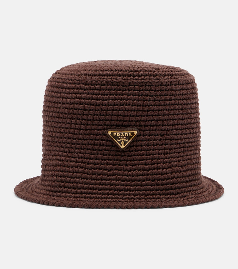 Prada Logo crochet cotton bucket hat