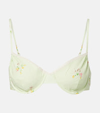Prada Floral lace-trimmed cotton bra top