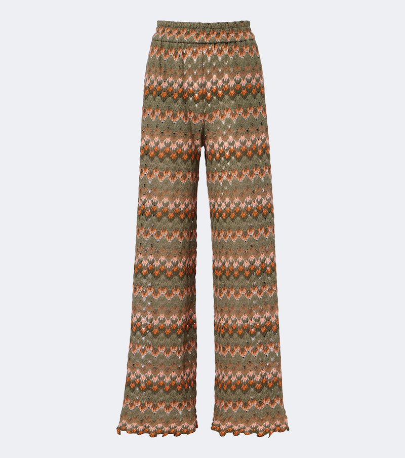 La DoubleJ Embroidered cotton-blend palazzo pants in Solid