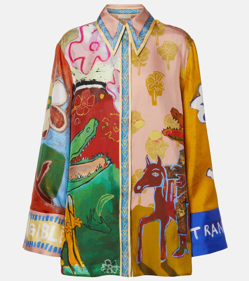 Alemais Mlak printed silk twill shirt