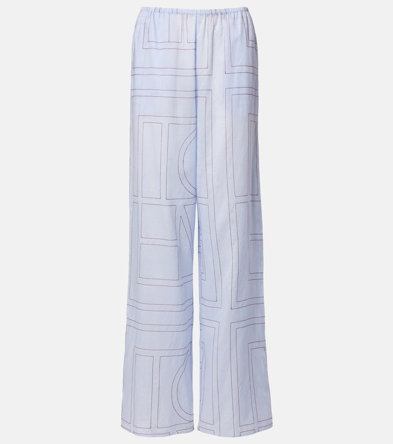 Toteme Embroidered cotton-blend poplin pajama pants