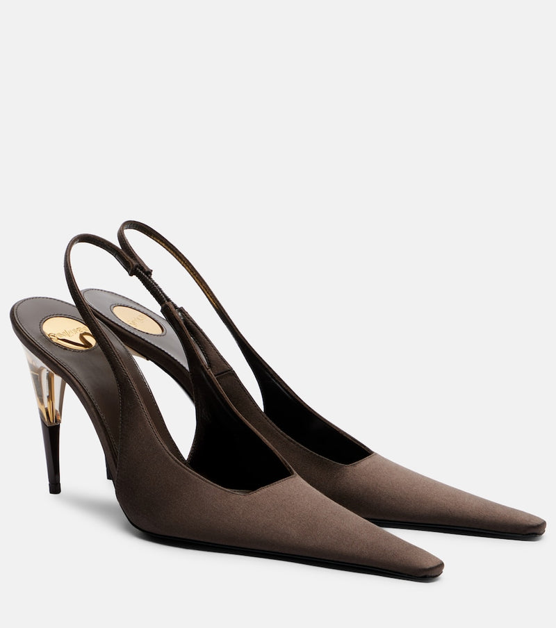 Saint Laurent Goya crepe satin slingback pumps