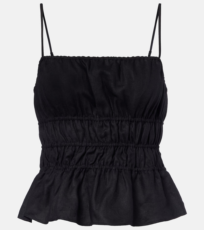 Staud Ayla linen crop top in Black