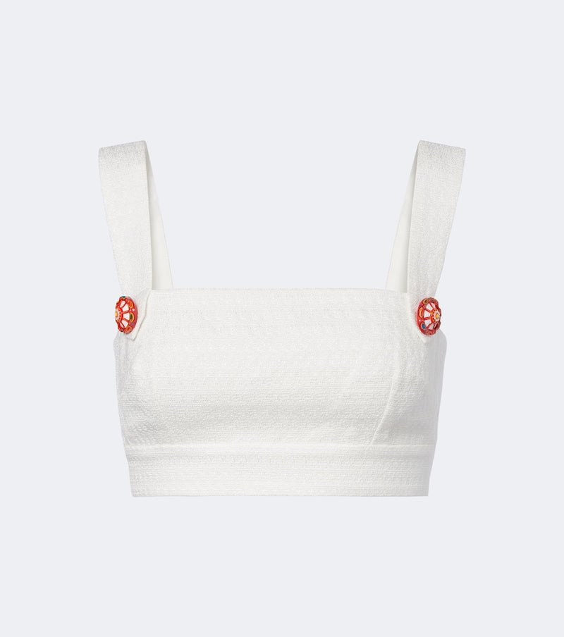 Dolce & Gabbana Cotton and linen-blend crop top