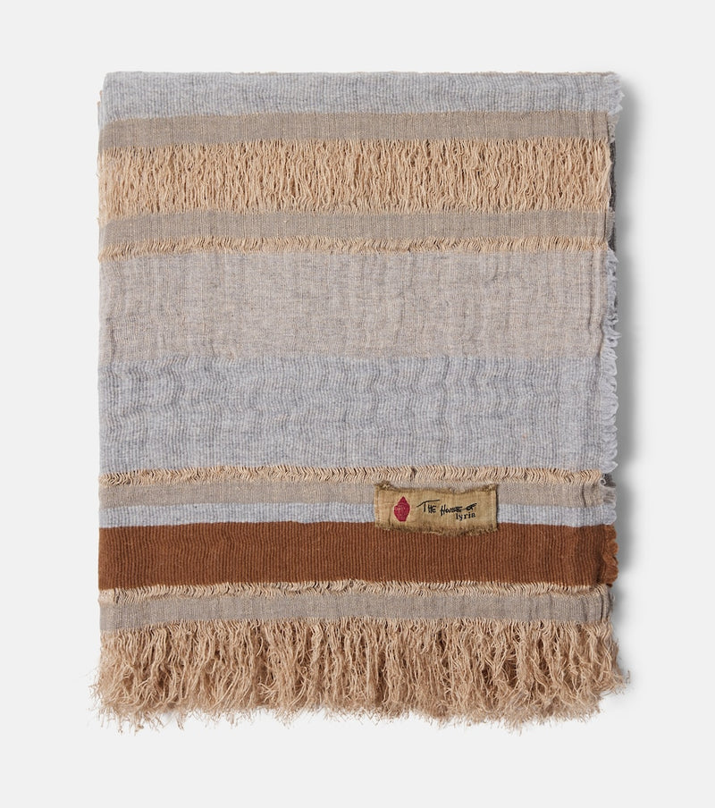 The House of Lyria Xoroi striped jute and wool-blend throw
