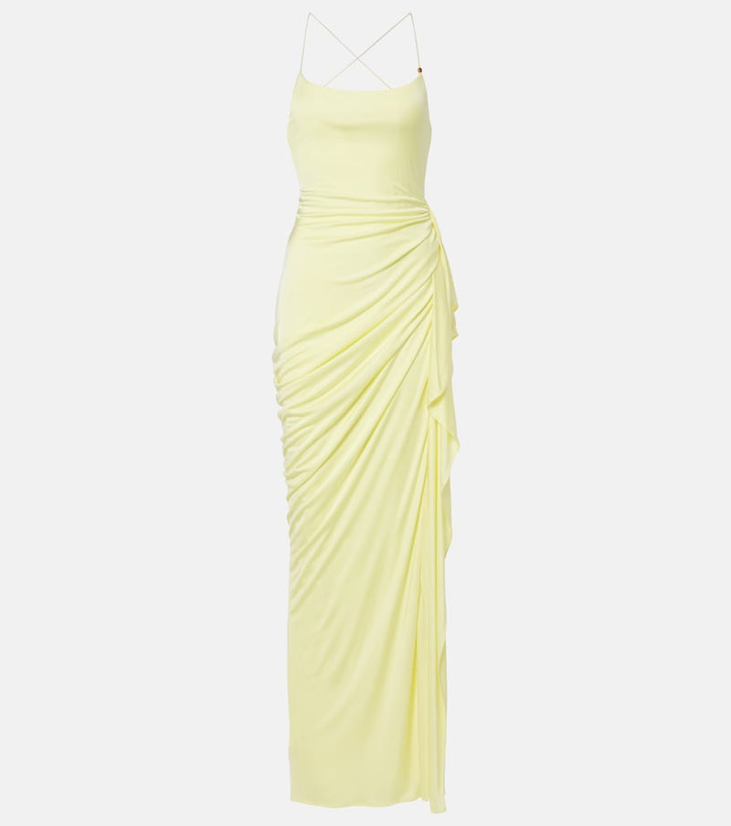 Versace Medusa draped jersey gown