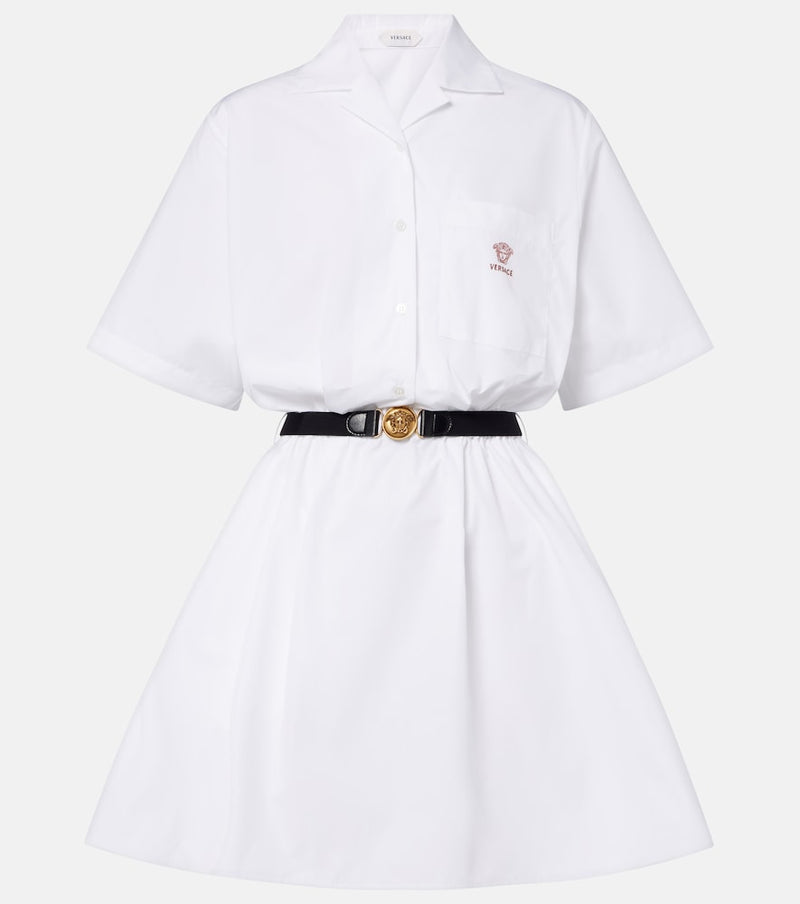 Versace Belted cotton poplin minidress