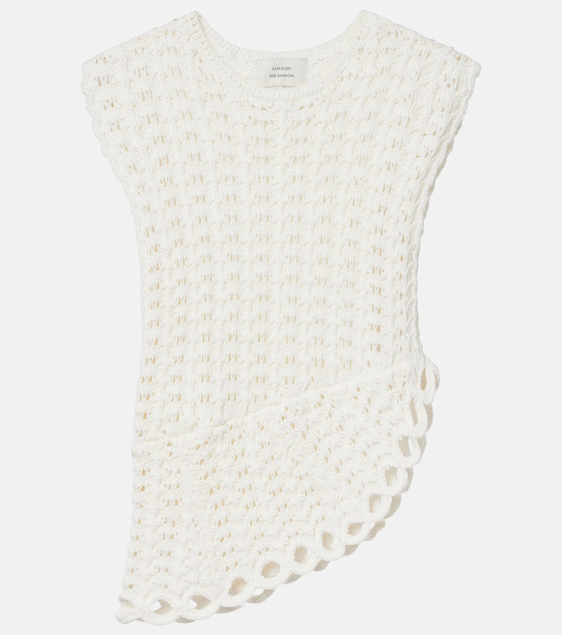 Loulou de Saison Saez asymmetric scalloped crochet top