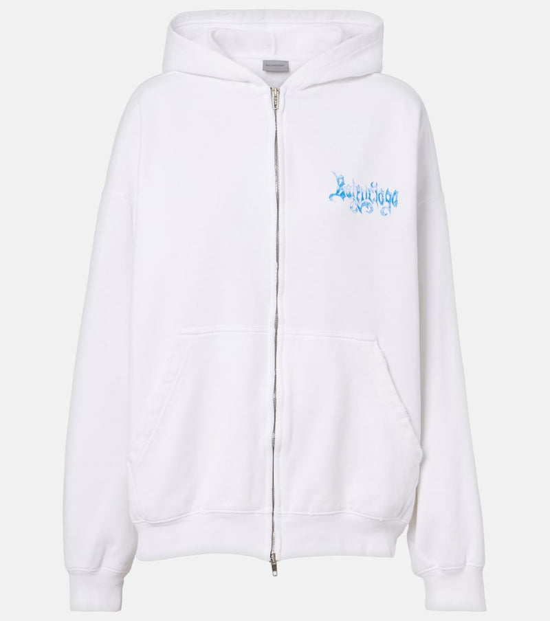 Balenciaga Logo cotton jersey zip-up hoodie