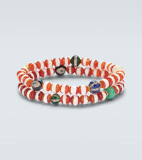 Ileana Makri Set of 2 18kt gold and sterling silver beaded bracelets with gemstones