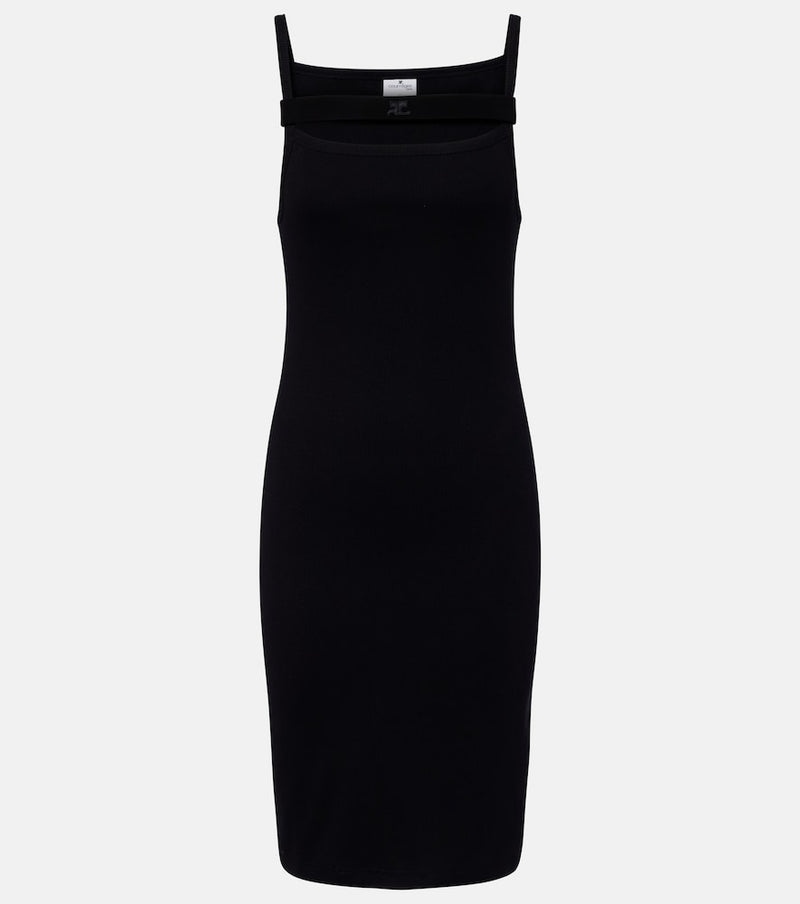 Courreges Ribbed-knit cotton jersey midi dress