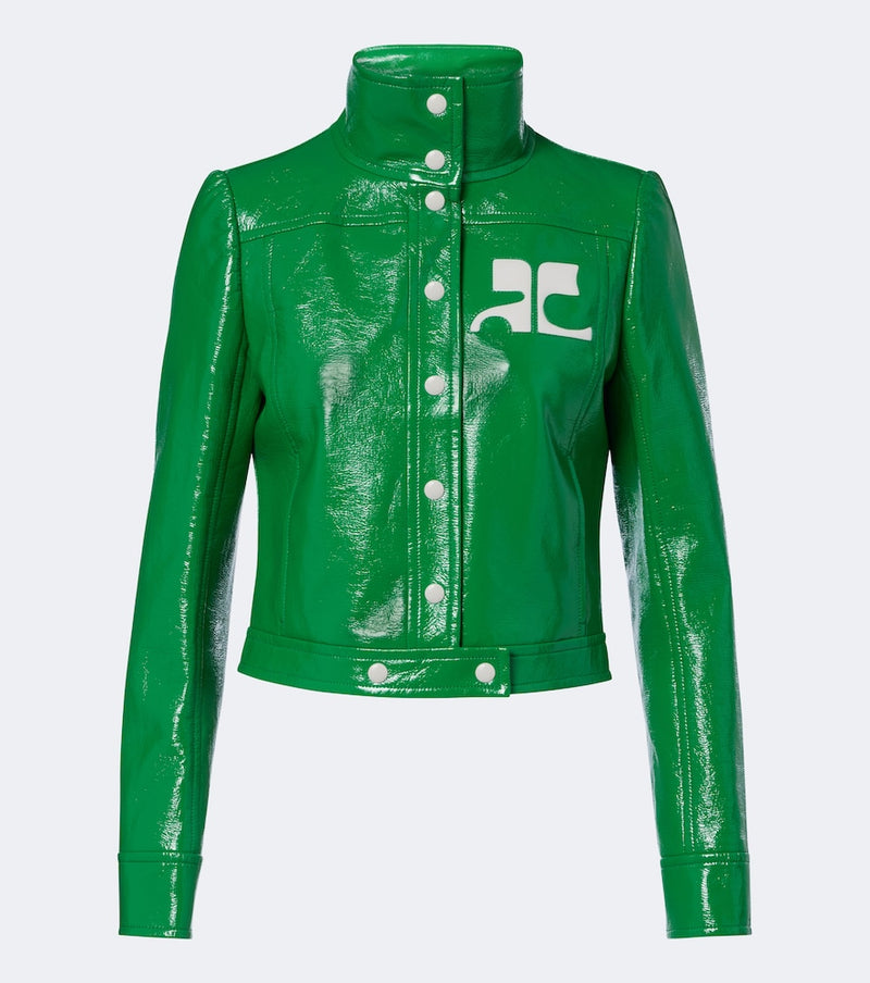 Courrèges Logo vinyl cropped jacket in Vert