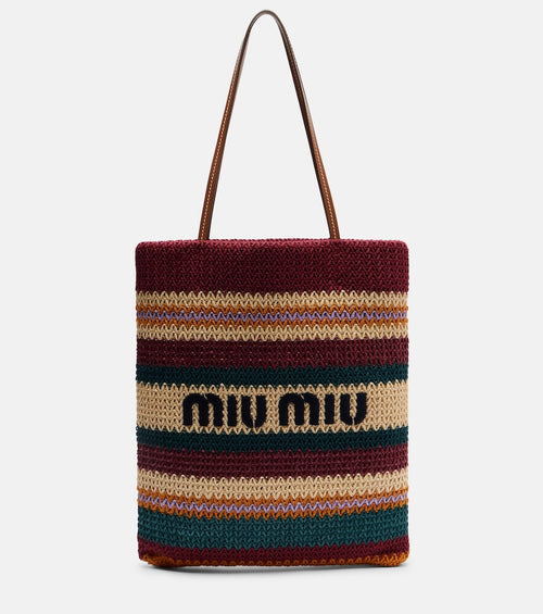 Miu Miu Woven raffia-effect shopper