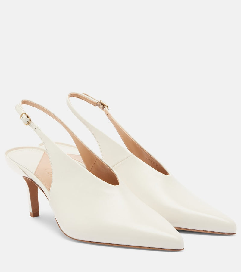 Chloé Suzie leather slingback pumps in Eggshell