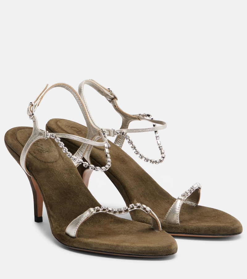Chloe Zia embellished metallic leather sandals