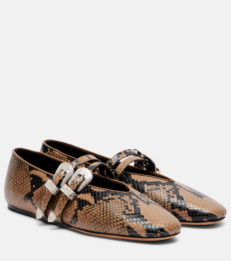 Le Monde Béryl Classic Claudia leather Mary Jane flats in Fango