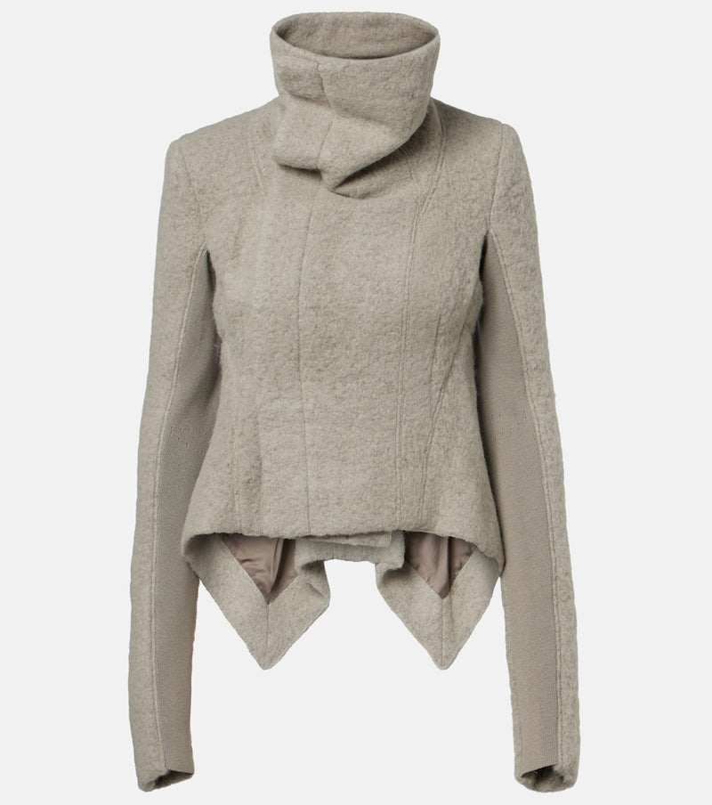 Rick Owens Asymmetric alpaca and wool-blend jacket