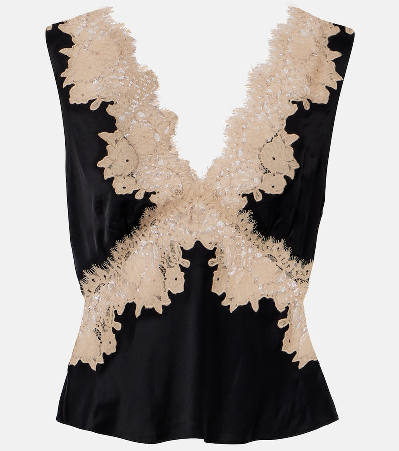 Rixo Emmie lace-trimmed satin top