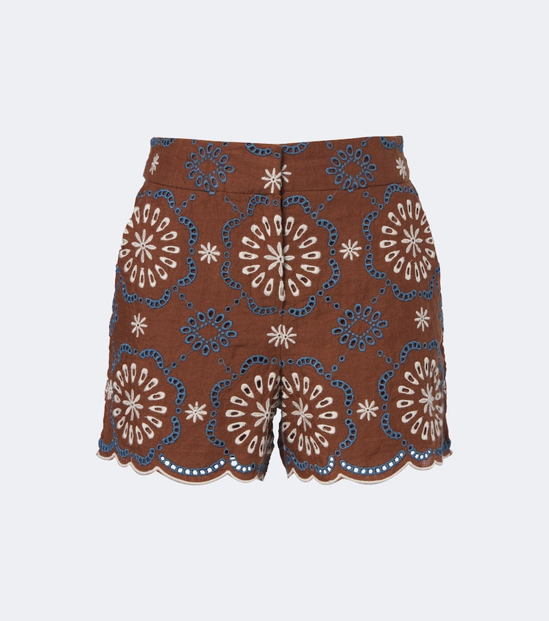 Veronica Beard Allen broderie anglaise linen shorts