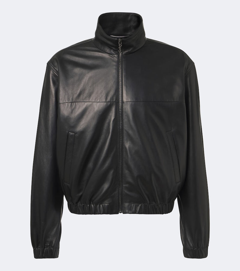 Saint Laurent Leather blouson jacket in Noir