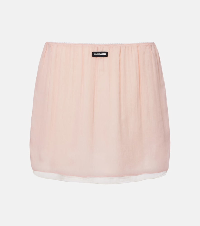 Miu Miu Layered silk chiffon miniskirt