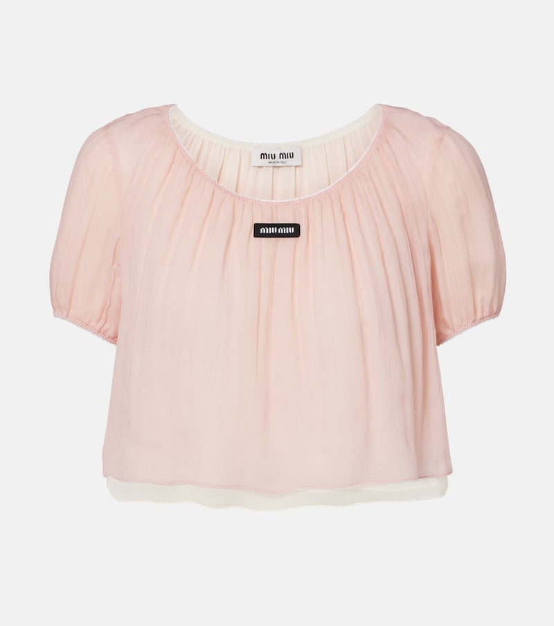 Miu Miu Layered silk chiffon crop top