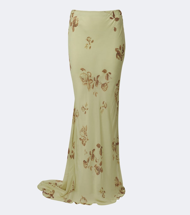 De La Vali Diosa floral georgette maxi skirt