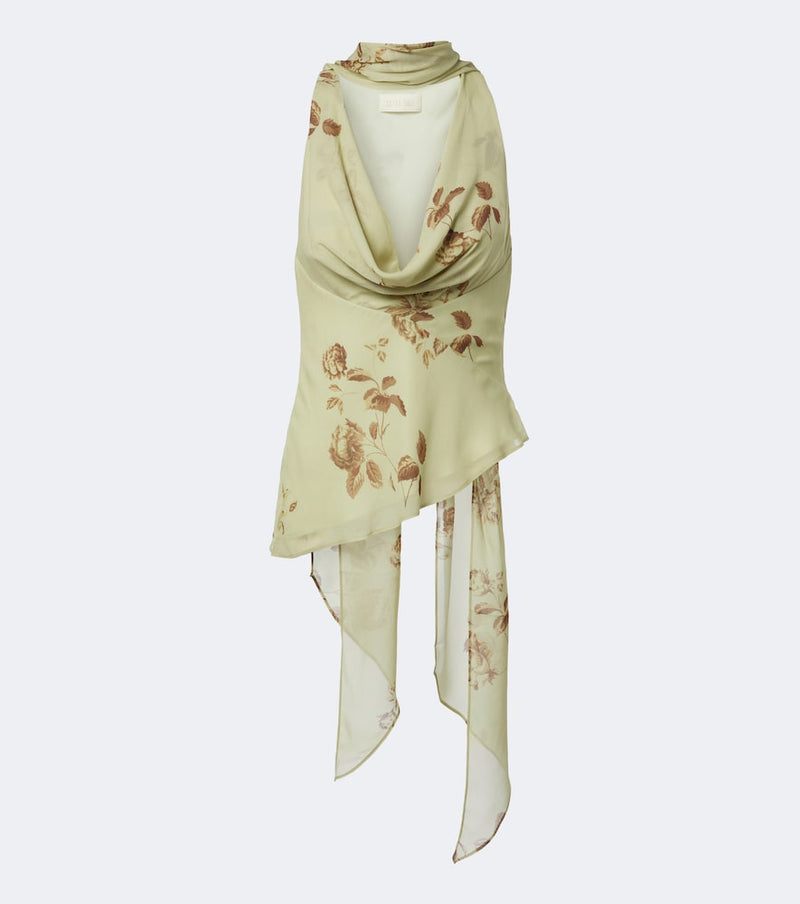 De La Vali Diosa floral scarf-detail georgette top