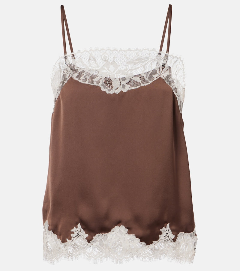 Faithfull Lace-trimmed satin top