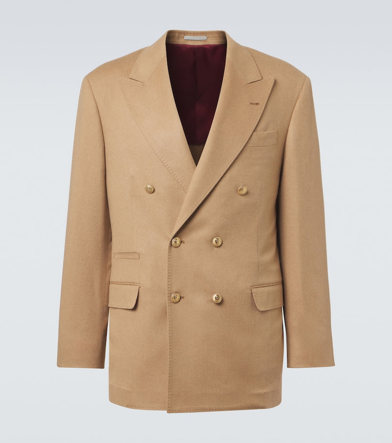 Brunello Cucinelli Double-breasted camel hair blazer