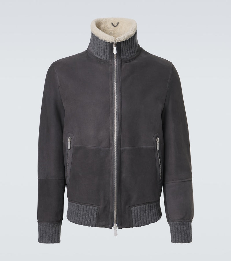 Brunello Cucinelli Cashmere-trimmed shearling blouson jacket