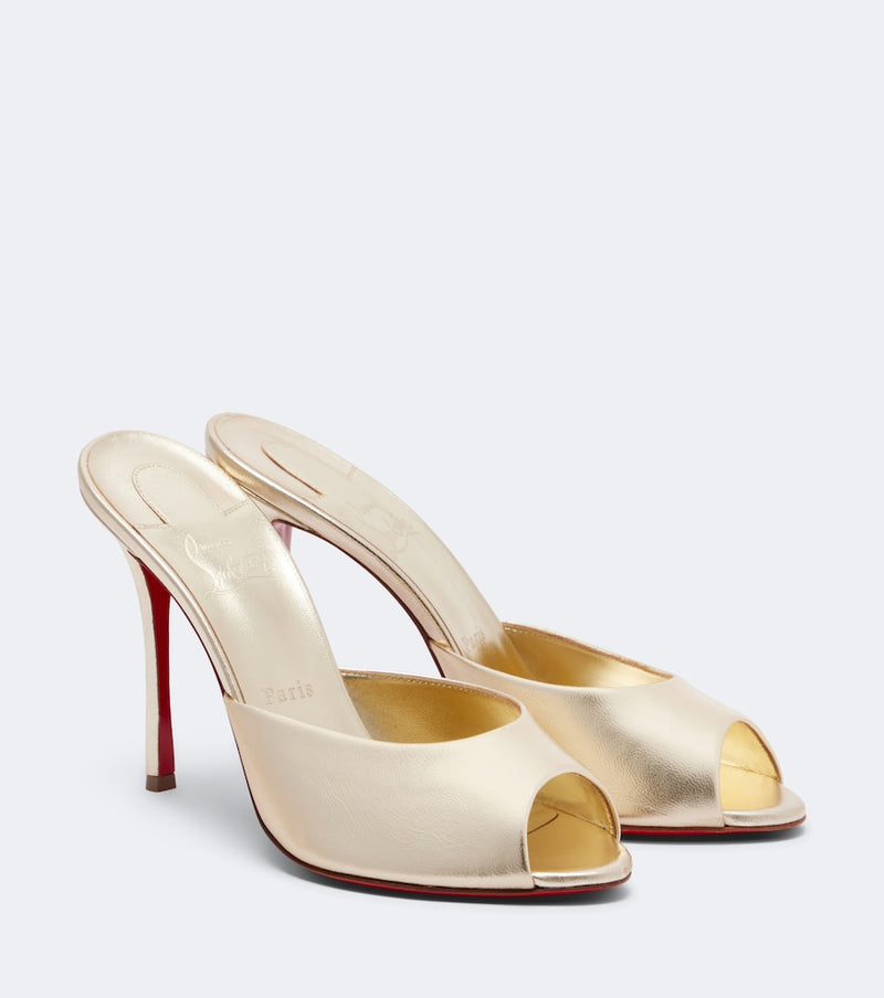 Christian Louboutin Me Dolly metallic leather mules in Sahara