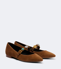 Veronica Beard Embellished suede Mary Jane flats