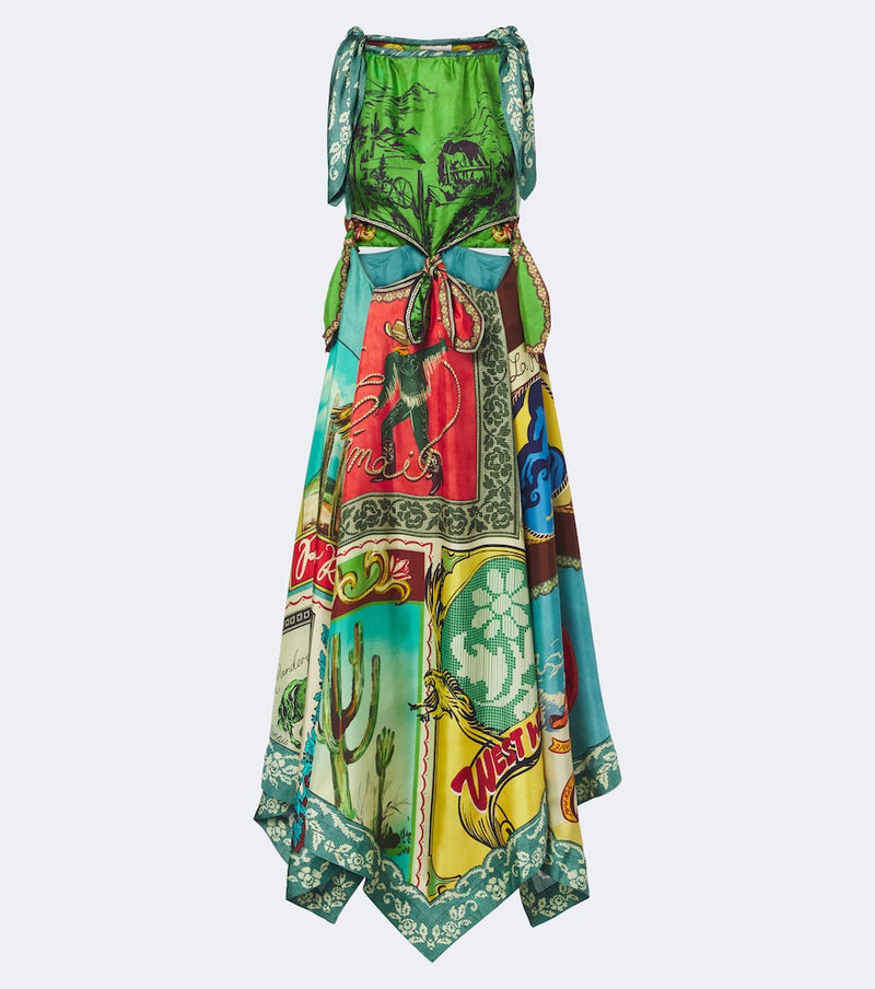 Alemais Ace cutout printed silk midi dress