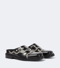 Simone Rocha Embroidered floral leather mules