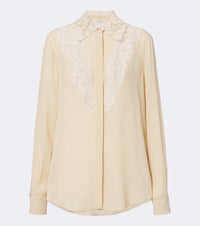 Fendi Lace-trimmed silk georgette shirt
