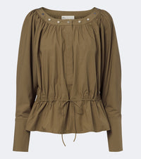 Tory Burch Studded cotton-blend poplin blouse