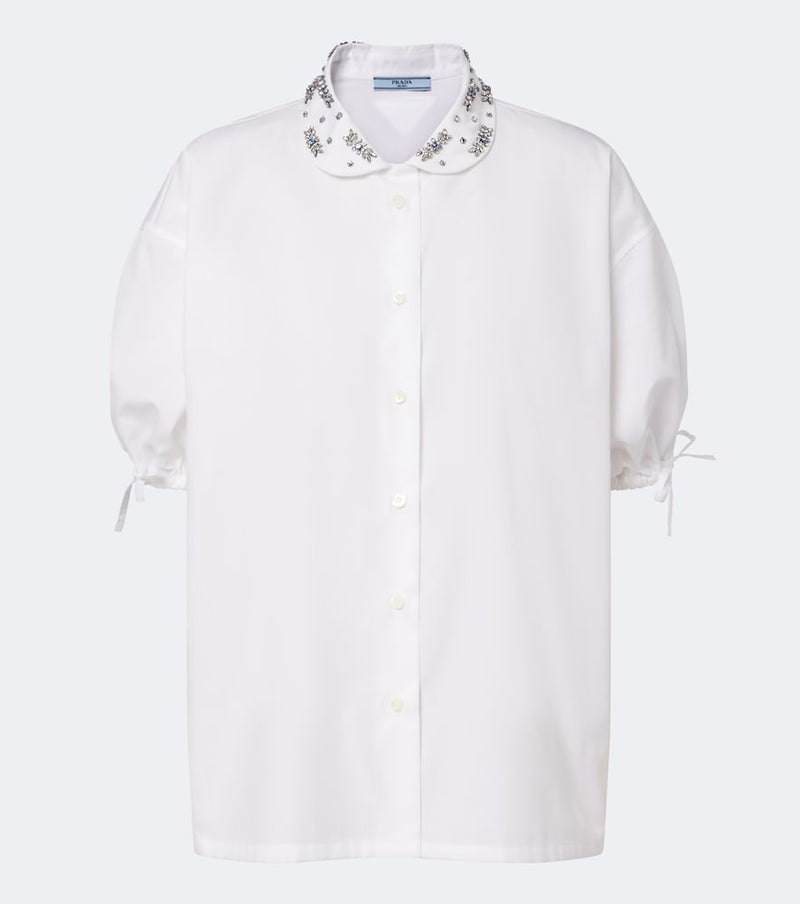 Prada Crystal-embellished poplin shirt