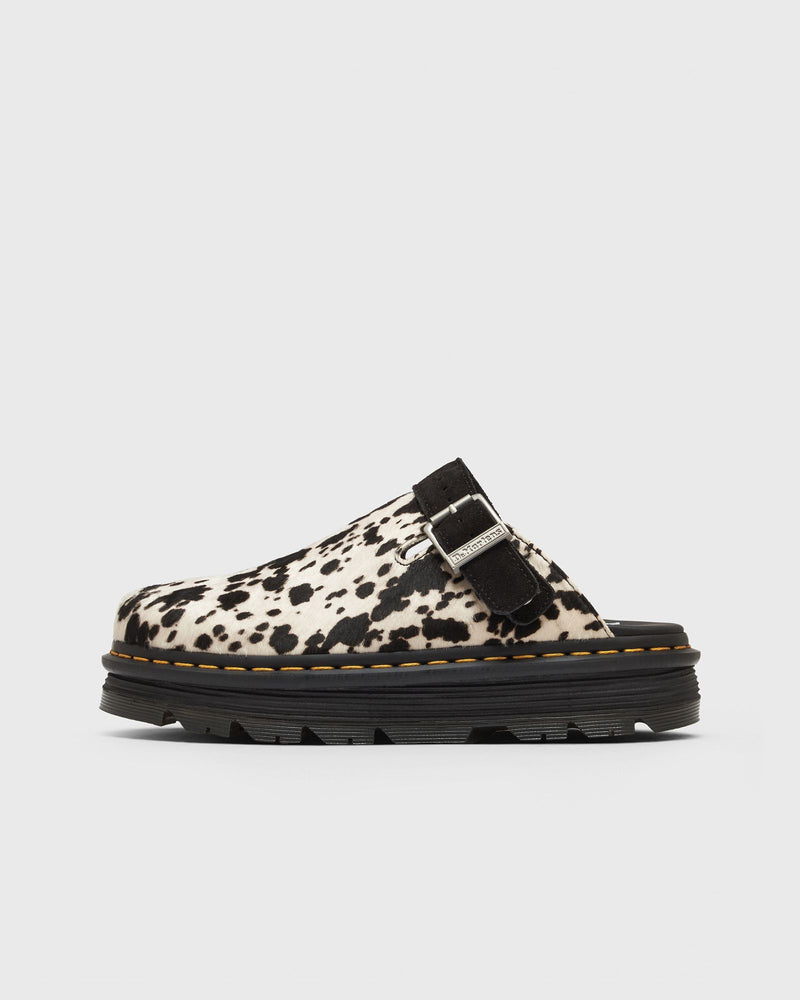 Dr.martens Zebzag Mule Cream+Black Dalmatian Print Hair on Black|white