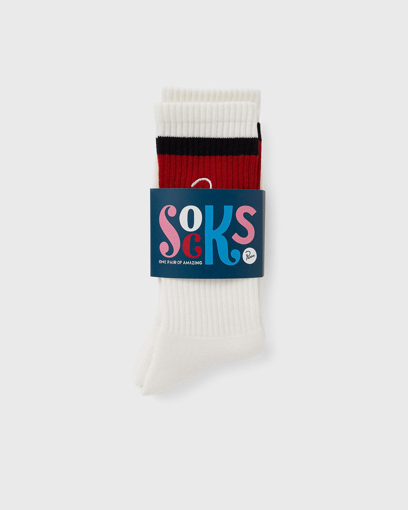By Parra Signature Striped Crew Socks Red
