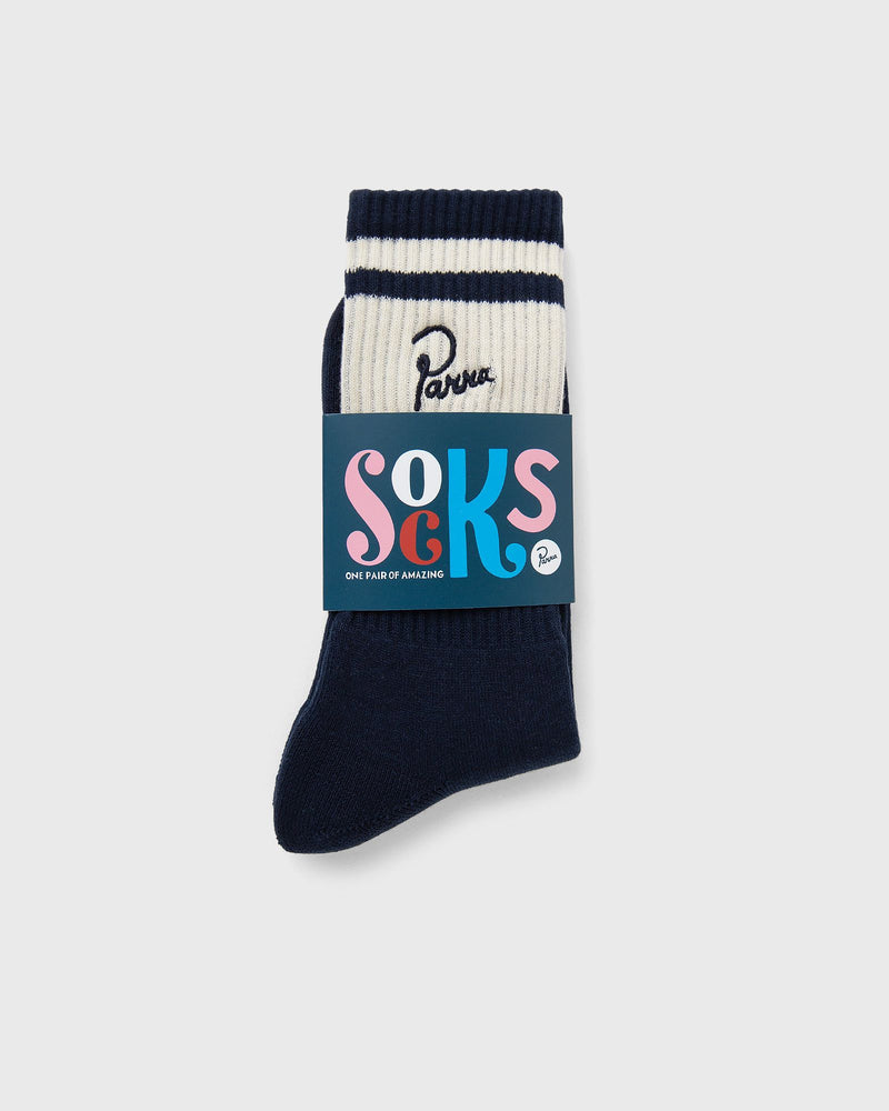 By Parra Signature Striped Crew Socks Blue
