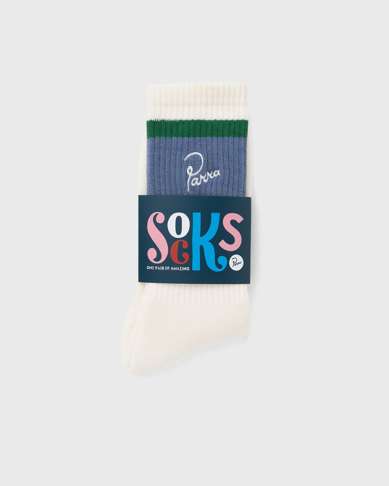 By Parra Signature Striped Crew Socks White
